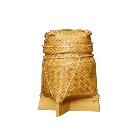 A bamboo wooden rice box call Kratib Riceの写真素材