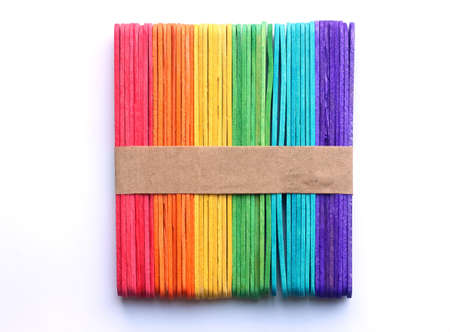 Colorful wood ice-cream stick isolate on white background.の写真素材
