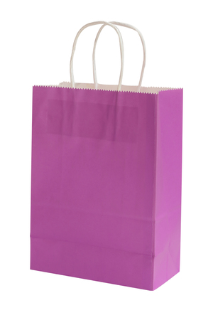 Purple shopping bag isolated on white background. clipping path.の写真素材