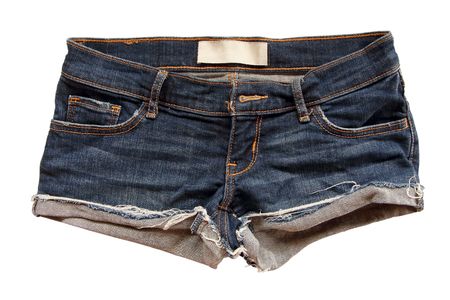 Fashion jean shorts lack ripped handmade with on white background.の写真素材