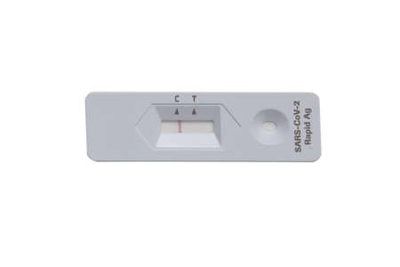 Rapid Covid-19 coronavirus strip test cassette for antibody disease epidemic isolated on white...