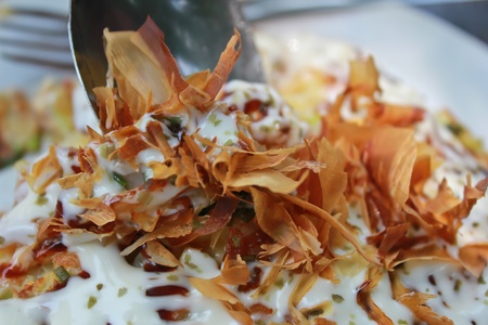 Okonomiyaki in the white plate