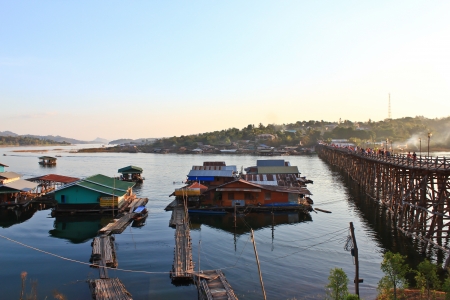 Mon Bridge at Sangkhlaburi, Thailandのeditorial素材