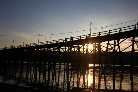 Mon Bridge at Sangkhlaburi, Thailandの写真素材