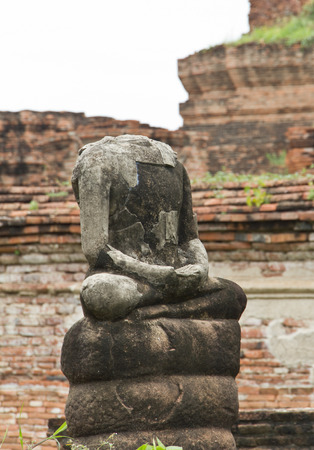 Broken Buddha statue at Ayuttaya, Thailandの写真素材
