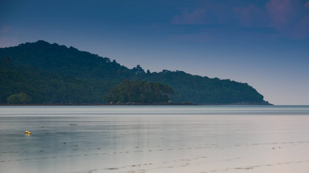beautiful beach with sunrise ,Long exposureの写真素材