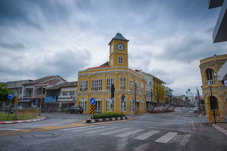 The old clock tower in Phuket, Thailand.の写真素材
