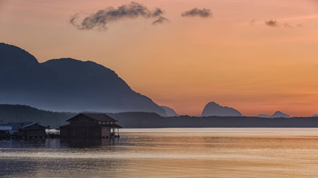 Beautiful sunrise at Samchong-tai in Phang-Nga,Thailand.の写真素材
