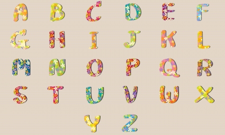 Vector Alphabet Flowers Design A-Zのイラスト素材