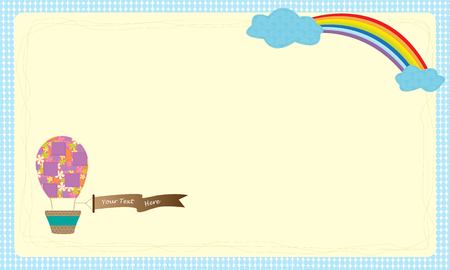 Greeting card Vector hot air Balloon over the skyのイラスト素材
