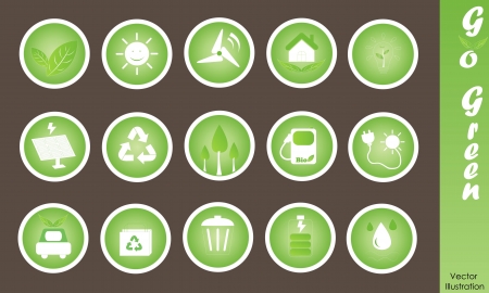 Eco Friendly Icons Vector Set  Go Greenのイラスト素材