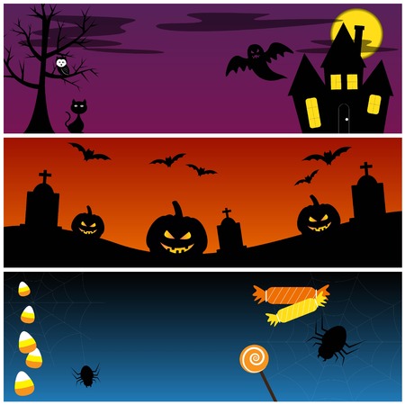 Halloween Banners Vector Setのイラスト素材