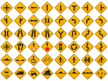 Warning Traffic Signs Vector Setのイラスト素材