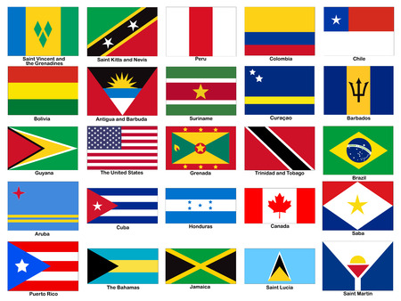 America continent Flags Vector Setのイラスト素材
