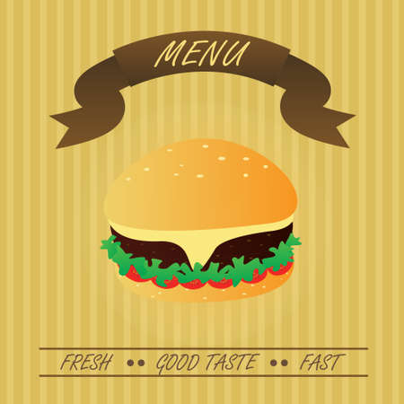 Vintage Hamburger, Fastfood Menuのイラスト素材