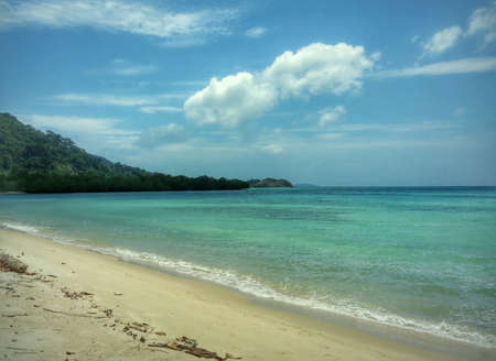View of blue ocean and blue skyの素材