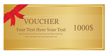 Gold Voucher With Red Ribbonのイラスト素材