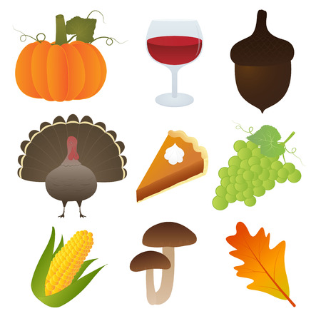 Set of Thanksgiving Iconsのイラスト素材