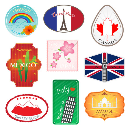 Travel Stickers Design Collectionのイラスト素材
