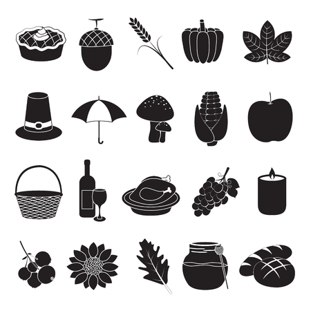 Thanksgiving and harvest iconsのイラスト素材