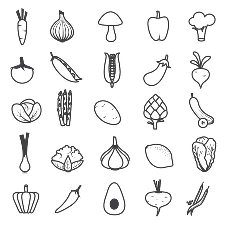 Fresh Vegetables Icons Setのイラスト素材