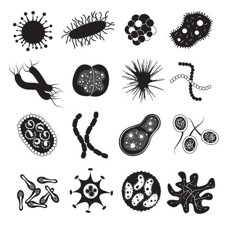 Bacteria Virus and Microbiology Setのイラスト素材