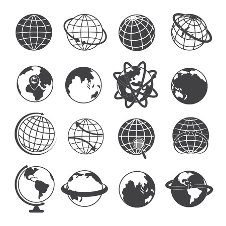 Earth Globe Icons Set on White Backgroundのイラスト素材