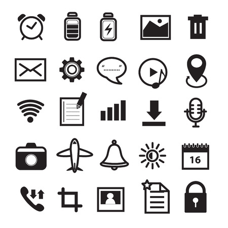 Mobile Phone and Application Icons Setのイラスト素材