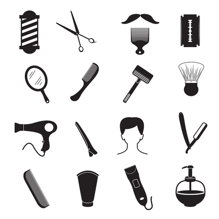 Barber Tools and Men Hairstyle Equipmentsのイラスト素材