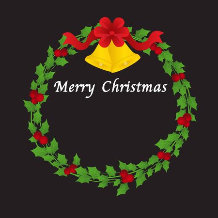 Christmas Wreath With Bells And Red Ribbonのイラスト素材