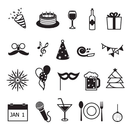 New Year Party And Celebration Itemsのイラスト素材