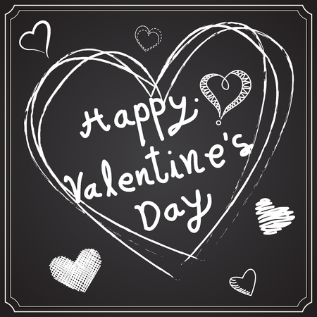 Valentine's Day Drawing on the Blackboardのイラスト素材