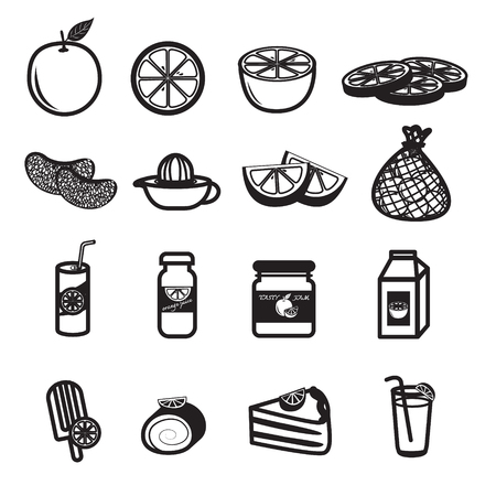 Orange Fruit and Product Icons Setのイラスト素材