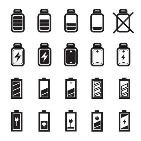 Flat Battery Icons Setのイラスト素材