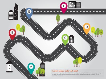 City Location Road Map Info Graphicのイラスト素材
