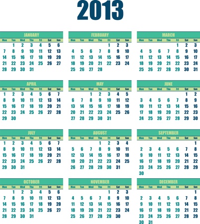 Calendar 2013 small green colourのイラスト素材