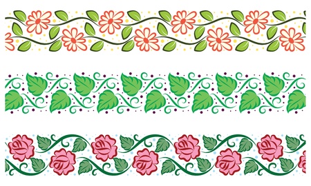 Set of seamless cute floral borders  Vectorのイラスト素材