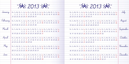 School calendar on 2013 year  Exercise bookのイラスト素材