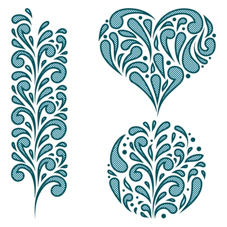 Vector illustration set of swirling decorative elementsのイラスト素材