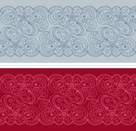 Abstract floral border set  illustration  のイラスト素材