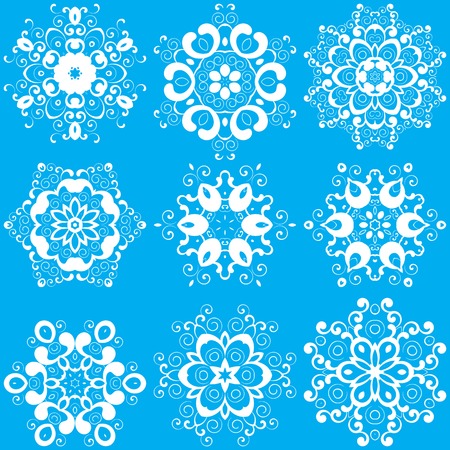 Decorative Vector Snowflakes Set. New Year clipartのイラスト素材