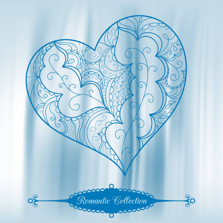 Vector Valentine's Day background. Blue blurred backdrop for you text. Greeting card, wedding invitation.のイラスト素材