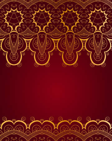 Vintage invitation decoration with gold lace ornamentのイラスト素材