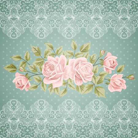 Vintage flower card with roses. Vector Illustrationのイラスト素材