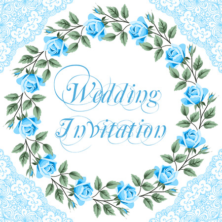 Vintage wedding invitation with rosesのイラスト素材