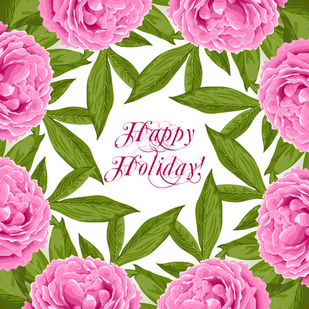 Vintage flower card with peonies. Vector Illustrationのイラスト素材