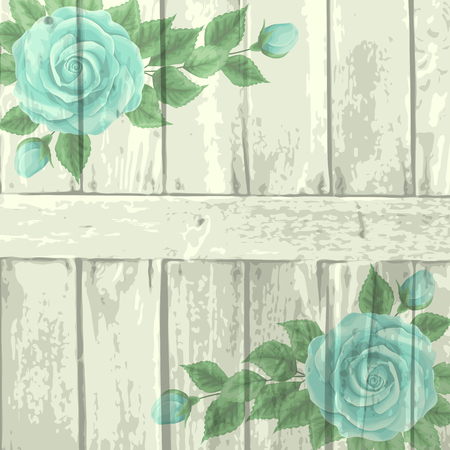 Retro background with colorful roses and wood. Vector illustration.のイラスト素材