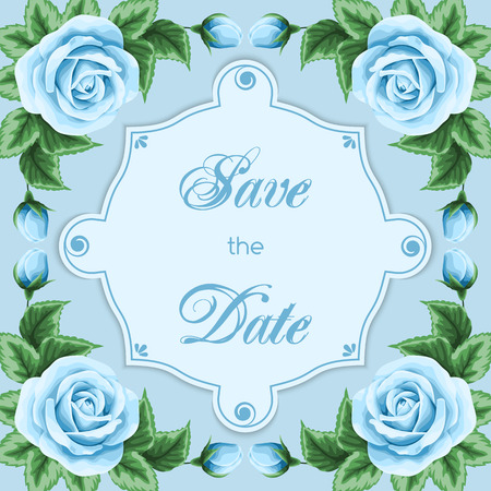 Vintage invitation template with roses. Shabby chic. Vector illustrationのイラスト素材
