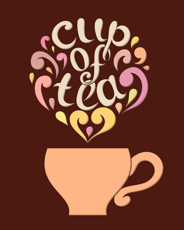 Cup of tea. Hand drawn vector illustration. Letteringのイラスト素材