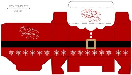 Christmas gift box design. Die cut. Christmas illustrationのイラスト素材